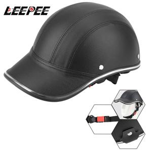 LEEPEE 카페 레이서 헬기 스쿠터 안전 하드 모자 반 얼굴 빈티지 여름 모자 오토바이 반 헬멧 야구 모자 스타일
