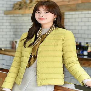 여성용 용수철 재킷, 한국 슬림핏 따뜻한 라이너 다운 코트, 초경량 칼라리스 여성 90% 화이트 덕 다운 파카, 2023 신상