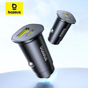 Baseus 30W 차량용 충전기 iPhone 16 15 Samsung S24 S25 Xiaomi Huawei Tablet 용 고속 충전 듀얼 포트 USB Type-C PD QC FCP AFC