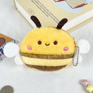 이 만화풍의 블러쉬 꿀벌 모양 지갑은 동전, 헤드폰, 작은 물건, 머리핀, 신분증 등을 보관할 수 있습니다.