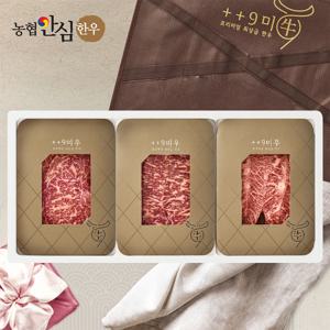 [구미우] 1++9등급 이룸 한우 선물세트 2호 등심+채끝살+부채살/각300g/총900g