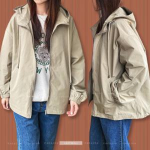여성 간절기 오버핏 빅사이즈 후드 점퍼 봄 가을 9543 여자 야상 사파리 집업 바람막이 잠바
