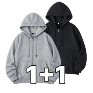 1+1 Ann Line 오버핏 무지 빅사이즈 후드집업 긴팔 후드 남자 여자 데일리