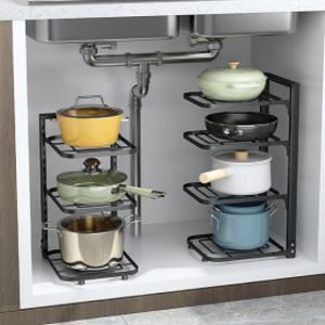 높이조절 후라이팬 정리대 거치대 3단 주방선반