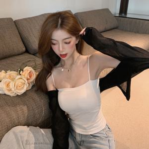 캡내장 여성 끈나시 브라탑 나일론 여름 슬리브리스 이너 탱크탑 민소매 브라캡나시 OFS-SLS2