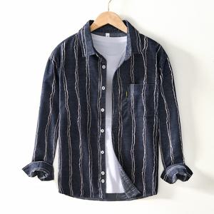 캐주얼 스트라이프 코튼 셔츠 남자셔츠 남자오버핏셔츠