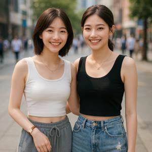 라운드 크롭탑 나시티 민소매 슬림 여성 무지 폴리에스터 티셔츠 WMSLV2