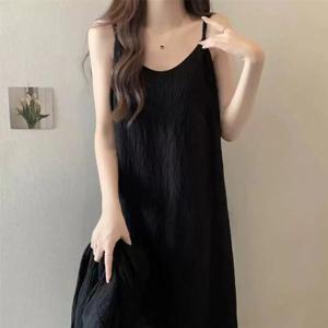 1+1 썸머 링클 소재 루즈핏 슬립 원피스 여성 여름 나시 롱원피스