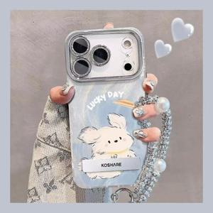 아이폰17 프로 맥스 귀여운 고양이 실리콘 휴대폰 케이스 체인 있음