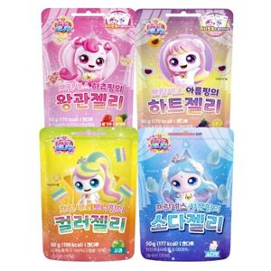 캐치티니핑 시즌6 왕관젤리 하트젤리 컬러젤리 소다젤리 4P세트 어린이 유치원 간식 캔디 사탕 간식거리