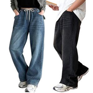 스트레이트 일자핏 키작녀 밴딩청바지 빅사이즈 남성 여성 세미와이드 일자청바지