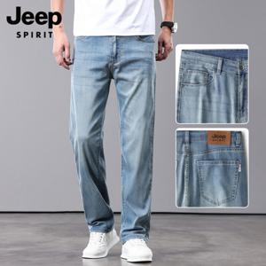 JEEP SPIRIT 남성 스판 데님 팬츠 슬림핏 청바지 여름 얇은 캐주얼 바지