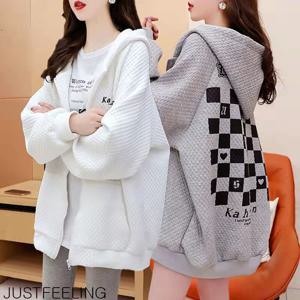 후드 집업 맨투맨 가디건 여성용 봄가을 레터링 긴팔 심플 포켓 외투 빅사이즈 트렌디