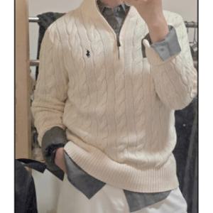 폴로 랄프로렌 울 캐시미어 꽈배기 남녀공용 하프집업 반집업 니트 크림 그레이 2개이상 구매시 추가할인