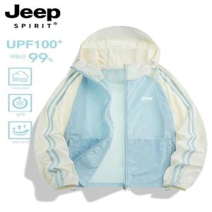 JEEP 여자 자외선 차단 의류 점퍼 스트링 야상 후드집업 오버핏 바람막이 아우터