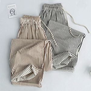 기능성 시어서커 스트라이프 아이스 쿨링 밴딩 팬츠 체형커버 와이드 홈웨어 냉감 바지 (2장이상추가할인)