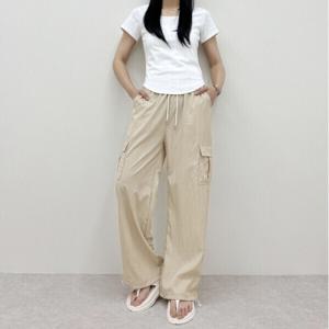 데일리 심플 투웨이 아이스 쿨링 밴딩 카고팬츠 여성 모던 트렌디 냉감 세미 와이드 바지 (2장이상추가할인)