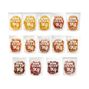 (1kg 강아지간식 초특가/13종 무배) 대용량 펫블리스 한가득 점보육포 1kg 더사면할인 1000원 애견간식