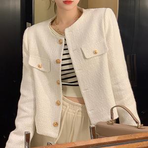 SUTA 프렌치 샤무드 쇼트 코트 프렌치 노카라 트위드 자켓