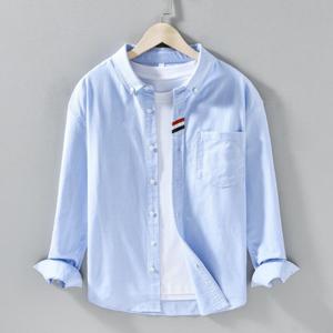 남성 베이직 긴팔 셔츠 오버핏 캐주얼 남방 시원한 라이트블루 데일리 코디