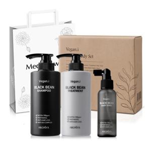 비건아이 블랙빈 탈모완화 헤어세트 샴푸+트리트먼트+헤어 토닉+케이스쇼핑백/5+1덤