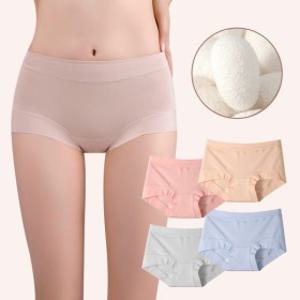 60수 고급 여성 면 팬티 4매 세트 미드웨이스트