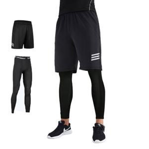 남성 스포츠 레깅스 + 반바지 세트 남자 요가 헬스 운동용 필라테스  타이즈 하의