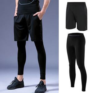 (스포츠반바지+레깅스 SET) 남자 스포츠 9부 레깅스 + 반바지 세트 M/L/XL 헬스복 짐웨어 쇼츠 런닝복 여름