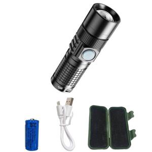 초강력 미니 손전등+배터리+보관함+케이블 풀세트 충전식 LED 휴대용 라이트 등산 낚시 캠핑 해루질 랜턴