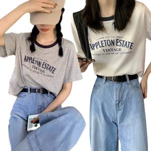 오버핏 여성 여름 반팔티 베이직 라운드 빅사이즈 여자 반팔티셔츠