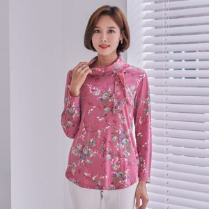 엄마옷 마담4060 플라워 스카프핑크블라우스-YHBL2404001-