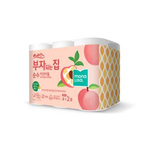 모나리자 부자되는집 키친타올 순수 130매 4+2롤 순하고 부드러운 친환경티슈