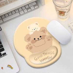 곰돌이 손목보호 마우스패드 실리콘 젤패드 손목받침 쿠션형 인체공학 마우스 손목 받침대 IY-MPAD03