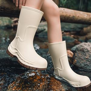 여성 패션 방수 미들 레인부츠 농업 원예 초경량 장화 미끄럼방지 낚시용 레인부츠