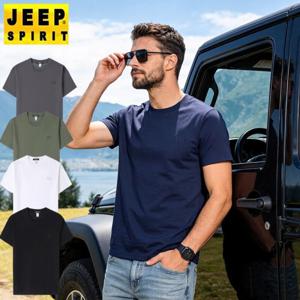 JEEP SPIRIT 남성 라운드 반팔티 면 티셔츠 무지 기본티 여름 데일리 이너