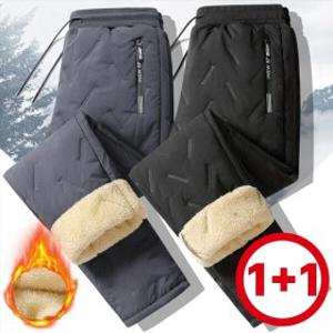 1+1 남성 겨울 융털 패딩 바지 기모 방한 긴바지 2컬러
