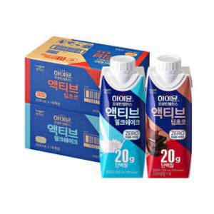 하이뮨 프로틴 밸런스 액티브 제로세트 (밀크쉐이크18입+딥초코18입) (소비기한26/7/20)