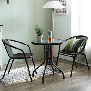 러브 라탄 야외용 티테이블세트(테이블+의자2개) 부부테이블 카페 커피 정원 테이블