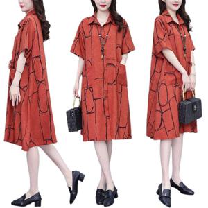빅사이즈 여성 셔츠 원피스 캐주얼 코디 통통한 오버핏 날씬해 보이는 프린트 스커트 트렌드