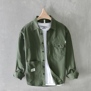 남성 긴팔 셔츠 캐주얼 루즈핏 남자 베이직 남방 셔츠 데일리 와이셔츠 카고 자켓 간절기