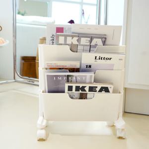 베이직 북트롤리 3단 북 트레일러 트롤리 트럭 카트 이동식 선반 학습지 웨건 잡지 책 수납 보관 정리함