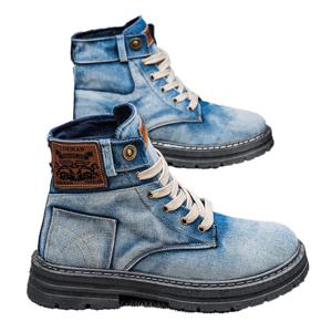 남자 봄 가을 빅사이즈 워커부츠 하이탑 캐주얼 데님 부츠