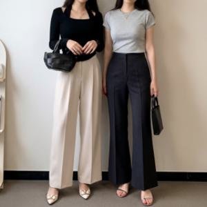 부츠컷슬랙스 세미와이드 일자팬츠 여성정장바지 스판 밴딩 기모 겨울 기모버전 출시