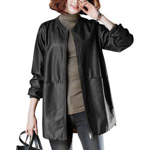 여성 가죽자켓 지퍼 핏라인 루즈핏 하프기장 야구복 Womens jacket