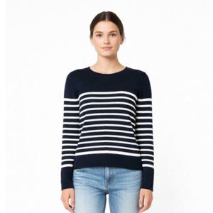 여성 스트라이프 니트 스웨터 라운드넥 데일리 봄 가을 긴팔 티셔츠 1+1행사 중리뷰사은품 동물키링 증정