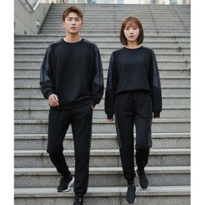 J2K 남녀공용 커플 봄 트레이닝 런닝복 체육복 운동 맨투맨 트랙 팬츠 셋업 세트