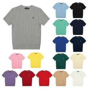 PL 랄 프 로 렌여성 코튼 케이블 크루넥 반팔 니트 라운드넥 스웨터 클래식 사계절 모델 16컬러 RL1278