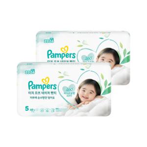 팸퍼스 2026 프리미엄 터치 오브 네이처 팬티형 기저귀 5단계 120매 (60매 2팩)