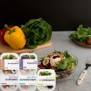 샐러드5종맛보기 꽃맛살+치킨브레스트+모짜렐라볼+닭가슴살메추리알+믹스너츠리코타 샐러드