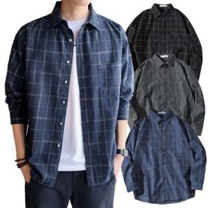 남자 체크 셔츠 남방 긴팔 봄 가을 캐주얼 데일리 코디 시즌 할인 중